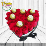 DELICADO DETALLE (CAJA CORAZON 20 ROSAS Y 6 FERREROS) - Imagen 2
