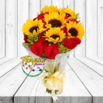 RAMO DE 10 ROSAS Y 6 GIRASOLES