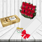 CAJA DE 12 ROSAS Y BOMBONES FEREROS ROCHER 100GRS