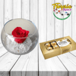 ROSA PRESERVADA EN PECERA Y CAJA BOMBONES