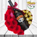 ROMANCE ETERNO ( CAJA CORAZON ) 8 ROSAS, BAILEYS Y BOMBONES