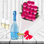 CAJA DE 18 ROSAS, ESPUMANTE Y COPAS