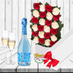 CAJA DE 24 ROSAS, ESPUMANTE Y COPAS