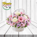 CANASTA JARDIN DE 6 ROSAS, 5 GERBERAS Y MARGARITAS
