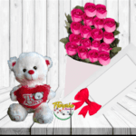 CAJA DE 18 ROSAS Y PELUCHE