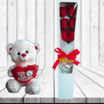 CAJA DE 6 ROSAS Y PELUCHE