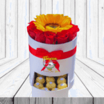 REGALO ESPECIAL CON GIRASOL ( BOX DE ROSA Y GIRASOL )