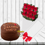CAJA DE 12 ROSAS Y TORTA