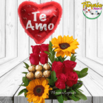 LOCURA DE AMOR 2 ( ROSAS BOMBONES GIRASOL Y GLOBO)