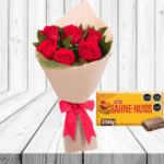 RAMO DE 6 ROSAS + BARRA DE CHOCOLATE 160GRS
