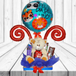ARREGLO DE PELUCHES, DULCES Y GLOBOS