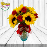 FLORERO DE ROSAS Y GIRASOLES
