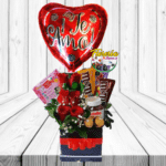 ARREGLO BONITO REGALO ROSAS, CHOCOLATES Y GLOBO