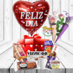 DESAYUNO SORPRESA FELIZ DIA Y ROSA INDIVIDUAL CONO