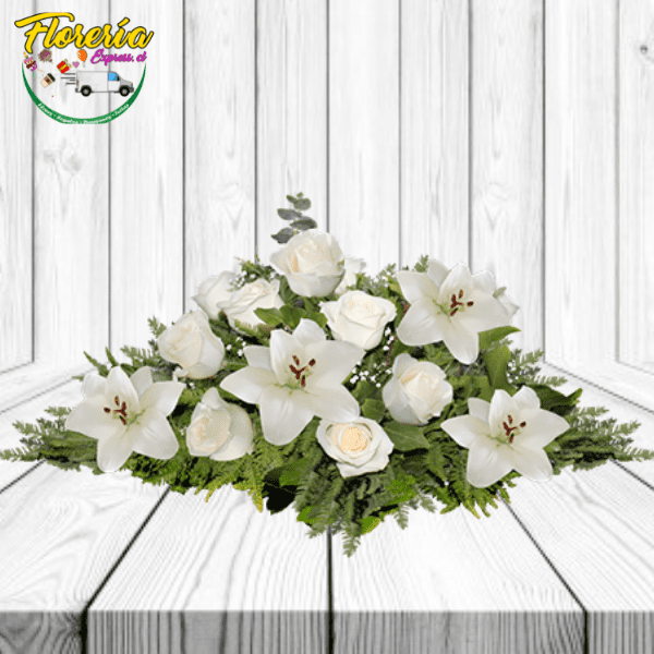 CUBRE URNA FUNEBRE DE 8 ROSAS Y 4 LILIUM