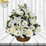 ARREGLO SERENIDAD DE ROSAS, LILIUM Y FOLLAJE