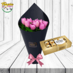 RAMO DE  10 TULIPANES Y BOMBONES FERREROS ROCHER DE 100GRS