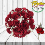 BOUQUET MAGNIFICO MATRIMONIO 30 ROSAS Y BOTONIER