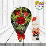 RAMO DE 3 ROSAS Y CHOCOLATE BELGIAN