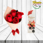 RAMO DE 4 ROSAS REDONDO SIN FOLLAJE Y CHOCOLATE BELGIAN