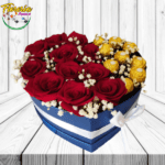 CAJA CORAZON DE 11 ROSAS Y 9 BOMBONES FERREROS ROCHER