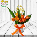 JARDINERA DE 10 TULIPANES Y TOPPER FELIZ DIA