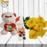 A GRANEL DE 6 ROSAS, PELUCHE DE 20CM Y BOMBONES