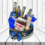 CAJA CORAZON CON 4 CERVEZAS, NUTELLA Y BOMBONES FERREROS ROCHER DE 3 UNI