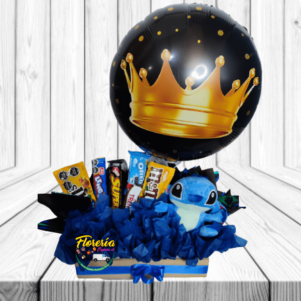 BANDEJA DE DULCES, PELUCHE Y GLOBO