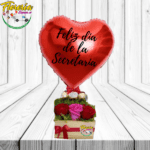 ARREGLO DE 3 ROSAS, 3 BOMBONES Y GLOBO