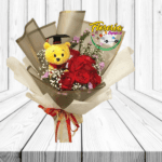 RAMO DE 8 ROSAS CON PELUCHE LLAVERO