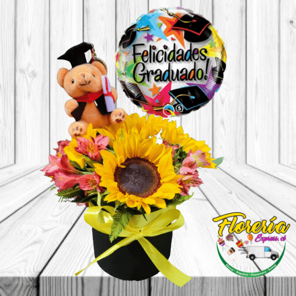 BOX DE 6 GIRASOLES PELUCHE LLAVERO Y GLOBO