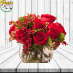 PECERA DE 10 ROSAS Y FOLLAJE
