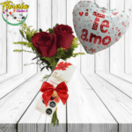 RAMO DE 2 ROSAS, BOMBONES BELGIAN Y GLOBO