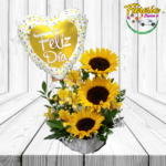 ARREGLO DE 3 GIRASOL Y GLOBO
