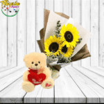 RAMO 3 GIRASOLES Y PELUCHE DE 20CM