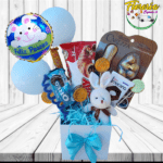 ARREGLO DE PELUCHITO, 4 BARRA DE CHOCOLATE, HUEVITOS CHOCOLATE, MONEDITAS, GLOBOS