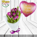 RAMO AMOR DE 10 TULIPANES Y GLOBO