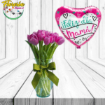 FLORERO SAMARITANO DE 10 TULIPANES Y GLOBO