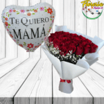 RAMO DE 30 ROSAS Y GLOBO METALIZADO