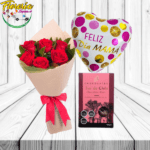 RAMO DE 6 ROSAS, BOMBONES DEL SUR Y GLOBO