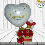 BASE DE 6 ROSAS, FOLLAJE Y GLOBO