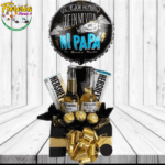 BOX CUADRADO DE 2 CERVEZAS, 3 BOMBONES, 2 BARRAS DE CHOCOLATE Y GLOBO