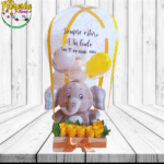 GUACAL DE 5 ROSAS, PELUCHE DE 25CM Y GLOBO BURBUJA PERSONALIZADO