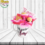 TAZA PERSONALIZADA CON 3 BOMBONES Y TOPPER