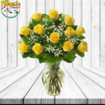 FLORERO 12 ROSAS IMPORTADAS Y FOLLAJE