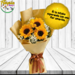 RAMO 3 GIRASOLES Y GLOBO MATELIZADO