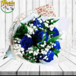 RAMO 6 ROSAS AZULES, FOLLAJE Y ENVOLTURA