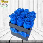 BOX CUADRADO DE 9 ROSAS AZULES