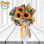 RAMO DE 3 GIRASOLES CON BONITA ENVOLTURA